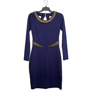 ASOS Petite Navy Cut-Out Beaded Dress Women's Size 6